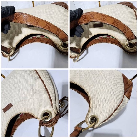Authentic Gucci Signature-Trimmed Canvas Colbert Hobo Bag Cream/Brown - Picture 5 of 13